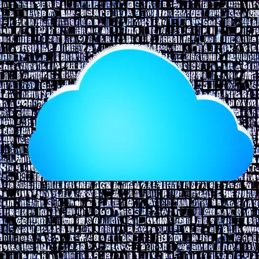 Image similar to a high-tech digital image with cloud icons, matrix, blue