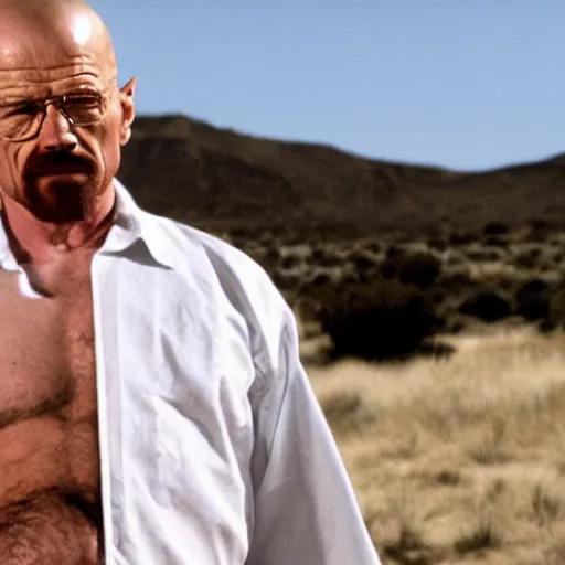 Prompt: walter white caressing his pregnant stomach