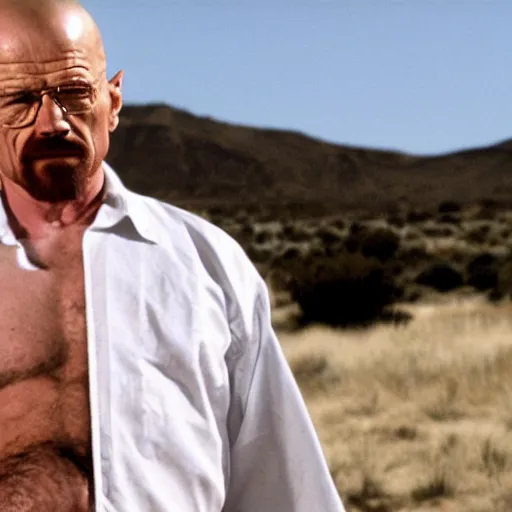 Image similar to walter white caressing his pregnant stomach