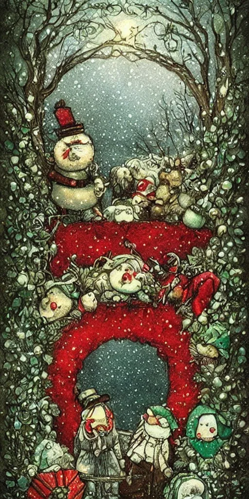 Image similar to a christmas wreath scene by alexander jansson