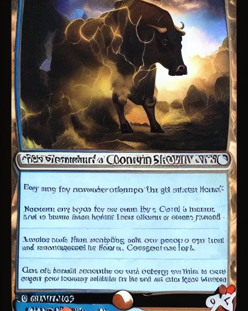 Prompt: MTG card called Storm Cow