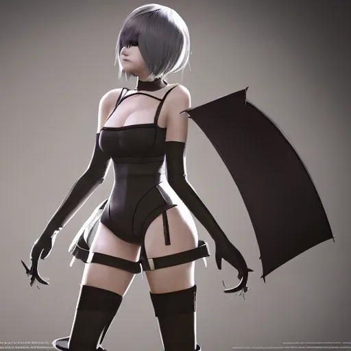 Image similar to 2B nier automata, detailed, artstation, concept art, Unreal Engine 5 render, 8K