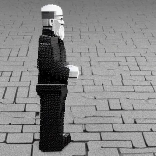 Image similar to the philosopher Edmund Husserl, standing in a sidewalk in Berlin, made out of legos, photo realistic