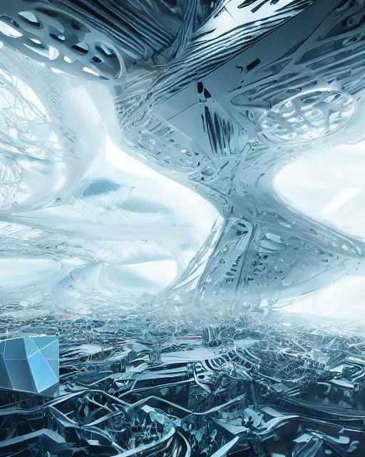 Prompt: huge futuristic white shimmering iridescent metal constructions hallucinations on mescaline, organic shapes, creative VFX, no text, rendered with octane, hyper realistic, hyper detailed, surreal, futuristic, 8k