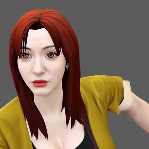 Prompt: christina hendricks as kaiji anime characters, 3 d render, blender,