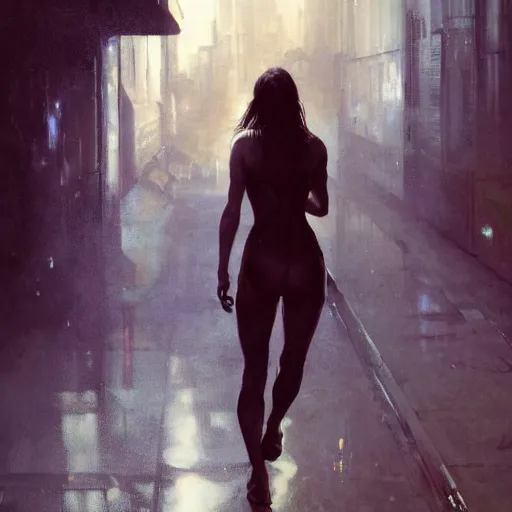 Image similar to alexandra daddario, hyperrealistic full figure, bladerunner street alley, art of elysium by frank frazetta and by jeremy mann and by alphonse mucha, fantasy art, photo realistic, dynamic lighting, artstation, full figure poster, volumetric lighting, very detailed face, 4 k, award winning