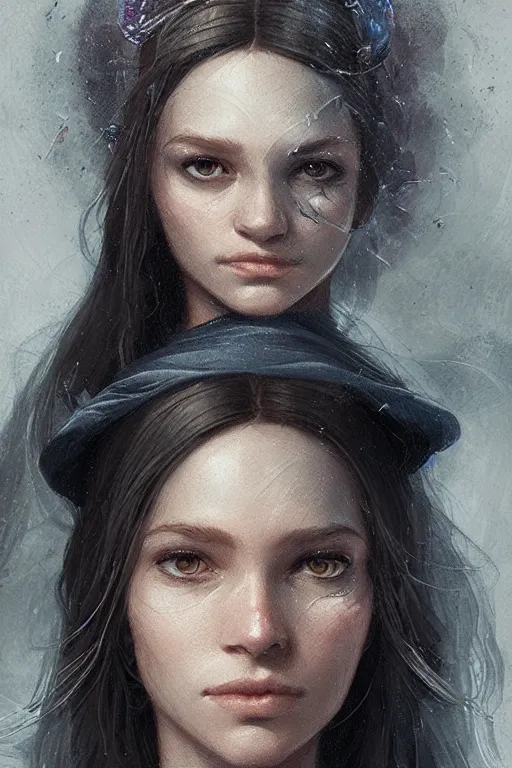 Image similar to portrait of a young witch with a crystal ball, true anatomy, detailed face, highly detailed, by greg rutkowski