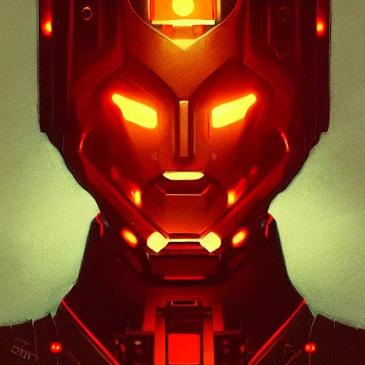 Prompt: a close-up portrait of a empty robot head, dramatic backlighting, highly detailed, sharp focus, digital painting, concept art, illustration, cyberpunk, trending on artstation, art by greg rutkowski and greg hildebrandt, composition by alphonse mucha