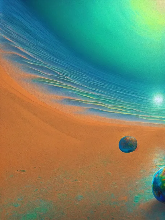 Image similar to Beautiful painting digitial Ocean desert 8k resolution holographic astral cosmic illustration mixed media by Pablo Amaringo 4k arstation