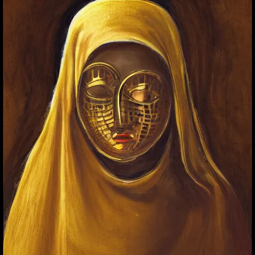 Image similar to girl in golden mask