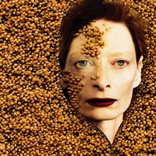 Image similar to tilda swinton lentils double exposure