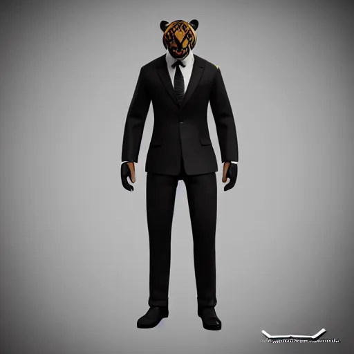 Prompt: anthro tiger in a black suit, ultra detail, ultra realistic, unreal engine, 8 k