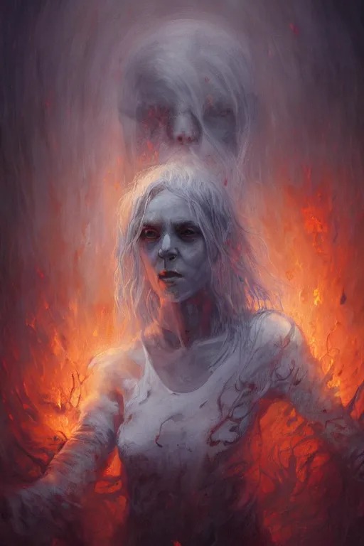 Prompt: Ghost of the Fire Spirit, professional illustration by Seb McKinnon, ArtGerm, WLOP