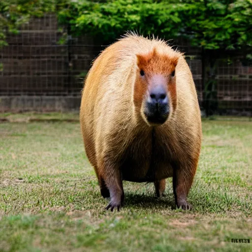 Image similar to a high quality photo of an antropomorphic capybara wearing a suit, 8k, digital art