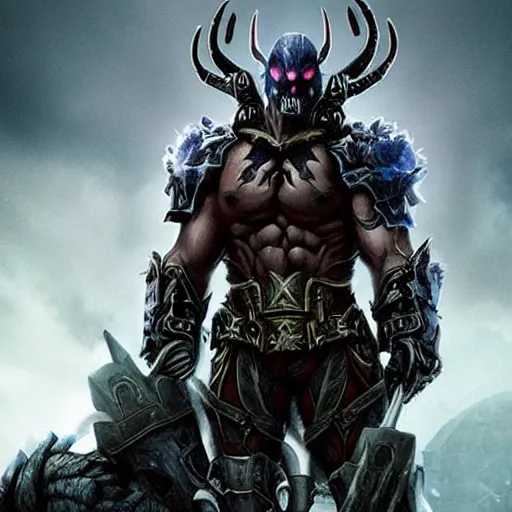 Prompt: Ryan Reynolds as a world of warcraft death knight, no helmet, movie poster