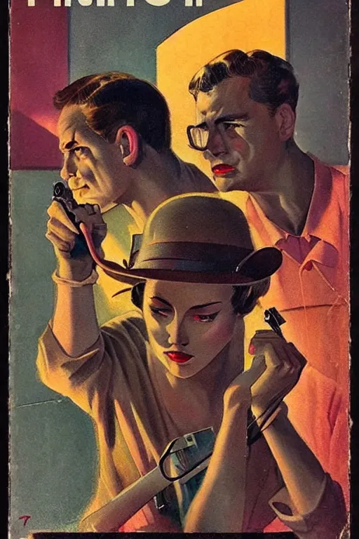 Image similar to ( ( ( ( ( depth of field pulp cover art. muted colors. ) ) ) ) ) by thomas allenl!!!!!!!!!!!!!!!!!!!!!!!!!!!!!!