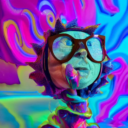 Image similar to francis - bacon, lisa - frank, the - dark - crystal, blippi, ultra - detail, high - resolution, octane - render, dramatic colors,