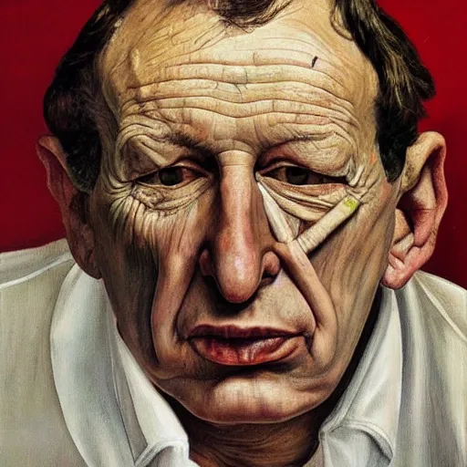 Prompt: high quality high detail painting by lucian freud, hd, portrait of balled man with no eyes