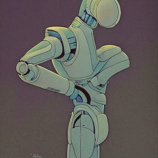 Prompt: Mœbius (((((((((((giant retro human shaped robot))))))))))) . muted colors. by Jean-Baptiste Monge !!!!!!!!!!!!!!!!!!!!!!!!!!!!!!!!!!!!!!!!