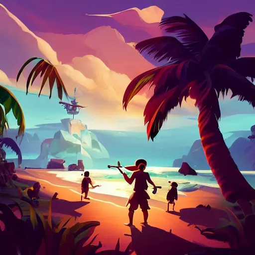 Image similar to painting treasure on sea of thieves game smooth median photoshop filter cutout vector, behance hd by jesper ejsing, by rhads, makoto shinkai and lois van baarle, ilya kuvshinov, rossdraws global illumination