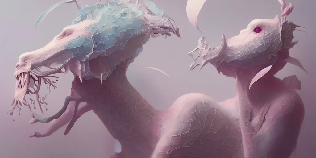 Image similar to breathtaking delicate detailed concept art painting creature, by hsiao - ron cheng, bizarre compositions, exquisite detail, pastel colors, 8 k