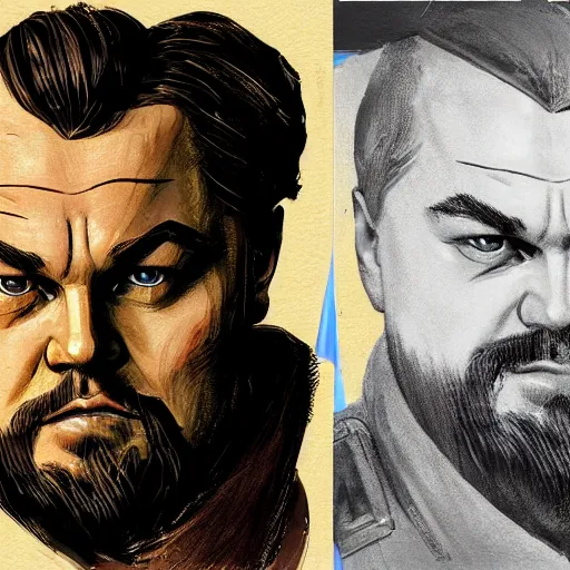 Image similar to portrait of leonardo dicaprio as a russian bolshevik leader vladimir lenin in team fortress 2 style, epic, tragic, military art, fantasy, hd shot, digital portrait, beautiful, artstation, comic style, by artgerm, guy denning, jakub rozalski, magali villeneuve and charlie bowater