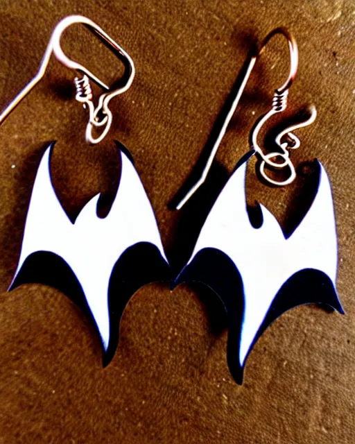 Image similar to tim burton spooky bat, 2 d lasercut earrings,