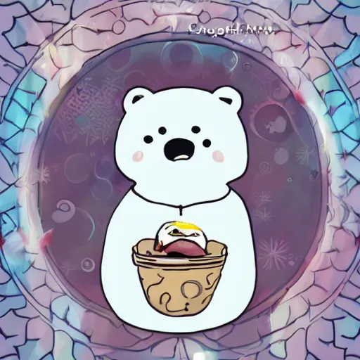 Prompt: white mochi bear art anime