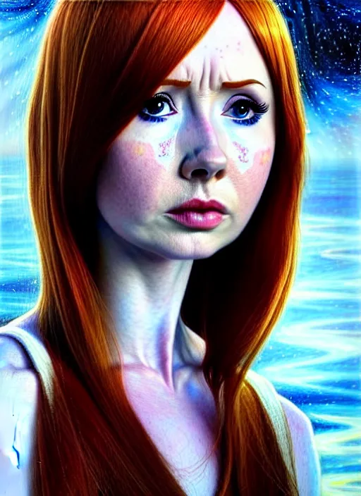 Prompt: Karen Gillan as the down-to-earth princess of sorrowful tears. ultra detailed painting at 16K resolution and amazingly epic visuals. epically beautiful image. amazing effect, image looks gorgeously crisp as far as it's visual fidelity goes, absolutely outstanding. vivid clarity. ultra. iridescent. mind-breaking. mega-beautiful pencil shadowing. beautiful face. Ultra High Definition. godly shading. amazingly crisp sharpness. photorealistic film cel processed twice..