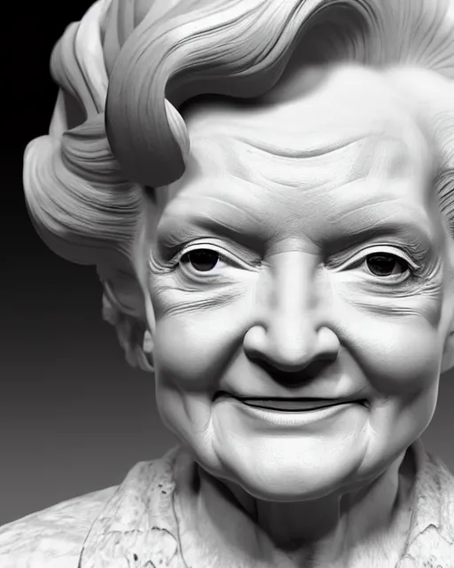 Prompt: A sculpture of Betty White by michelangelo, marble, volumetric lighting, Unreal Engine 5, Photorealistic