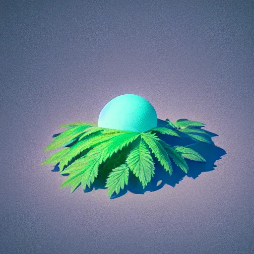 Prompt: a portrait of a mochi cannabis leaf snowball cute friendly character snowboards in a gelatinous australian ❄ environment 3 d rendered in octane, 8 k, by eyvind earle