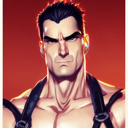 Image similar to An anime portrait of Henry Rollins, by Stanley Artgerm Lau, WLOP, Rossdraws, James Jean, Andrei Riabovitchev, Marc Simonetti, and Sakimichan, tranding on artstation