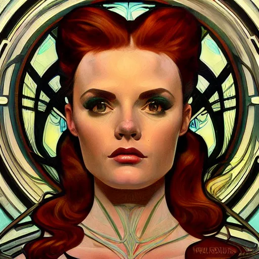 Image similar to a streamline moderne painting in the style of donato giancola, and in the style of charlie bowater, and in the style of alphonse mucha. symmetry, smooth, sharp focus, semi - realism, intricate detail.