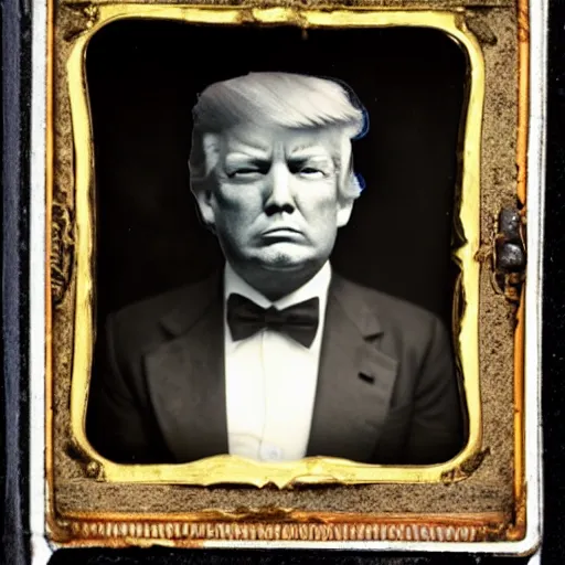 Image similar to tintype of donald trump corpse