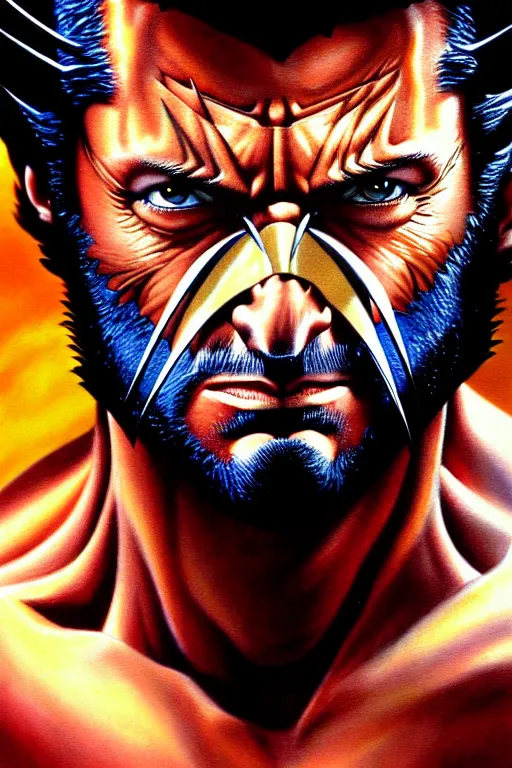 Prompt: airbrush portrait of wolverine from xmen, by dimitri patelis marvel masterpieces