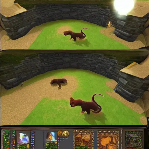 Prompt: cat playing runescape realistic