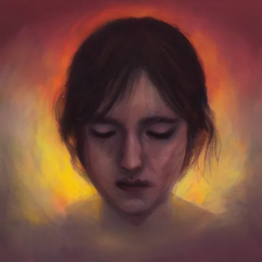 Image similar to let her sleep, artstation, album cover, digital oil on canvas