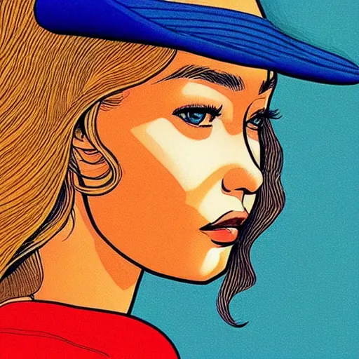 Image similar to “ gigi hadid retro minimalist portrait by jean giraud, moebius starwatcher comic, 8 k ”