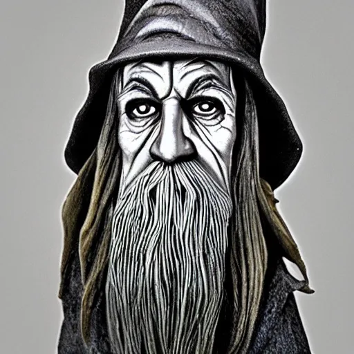 Image similar to 2 tone creepy gandalf