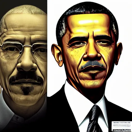 Image similar to Obama as Walter White in Breaking Bad, realistic, greyscale