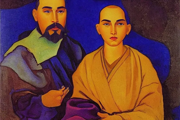 Image similar to portrait artwork by nicholas roerich