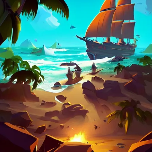 Image similar to painting treasure on sea of thieves game smooth median photoshop filter cutout vector, behance hd by jesper ejsing, by rhads, makoto shinkai and lois van baarle, ilya kuvshinov, rossdraws global illumination