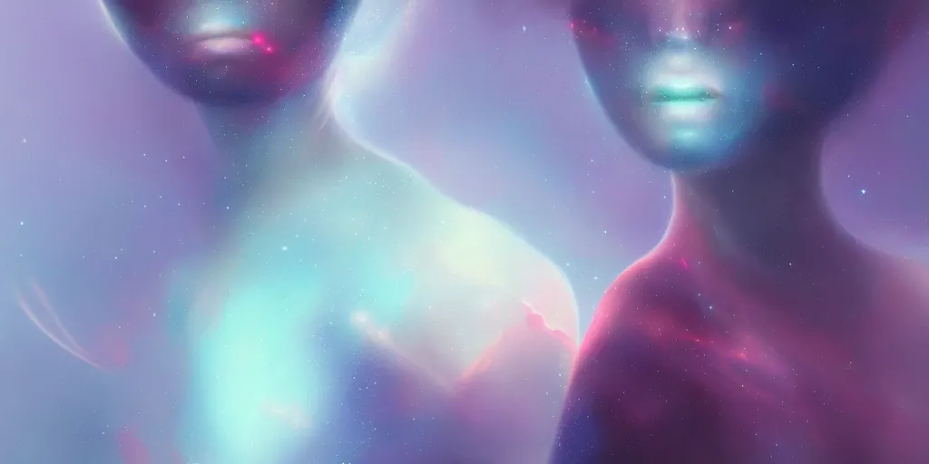 Image similar to breathtaking delicate detailed concept art painting creature with nebula space inside, by hsiao - ron cheng, bizarre compositions, exquisite detail, pastel colors, 8 k