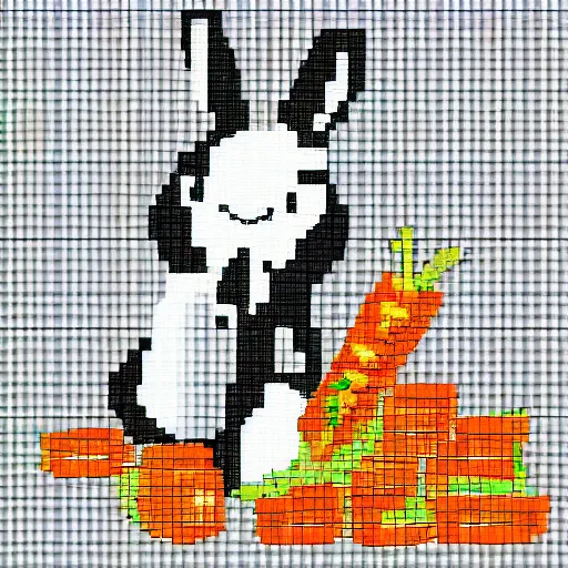 Prompt: pixel art rabbit eating a carrot, pixel art