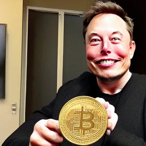 Image similar to a realistic action figure of elon musk holding doge coin currency