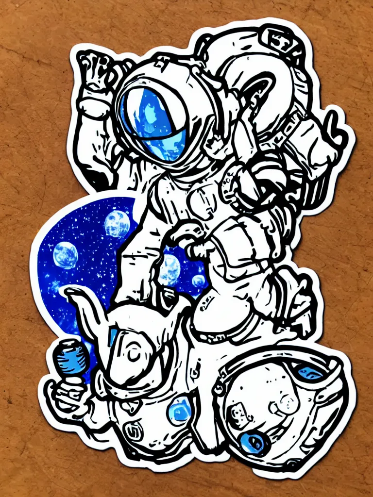 Image similar to sticker of a spacegoat in spacesuit