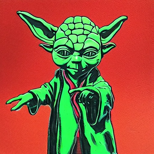 evil yoda, red power, dark background, artwork by john, Stable Diffusion