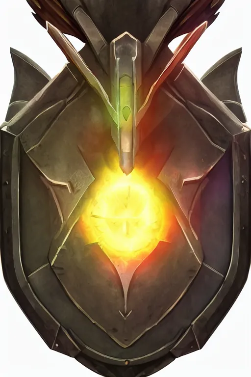 Image similar to shield fantasy epic legends game icon stylized digital illustration radiating a glowing aura global illumination ray tracing hdr fanart arstation by ian pesty and katarzyna da „ bek - chmiel