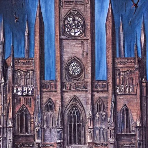 Prompt: bloodborne cathedral, oil painting, high detail, horror