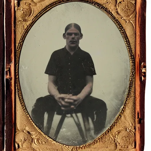 Image similar to tintype photo of a monster under the bed